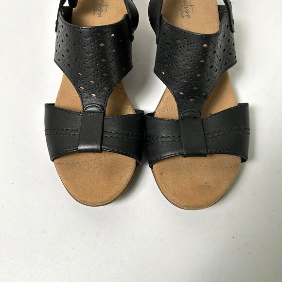 Clarks Collection Sandals Womens Size 9.5 Black Open Toe Ultimate Comfort Shoe - Picture 2 of 12